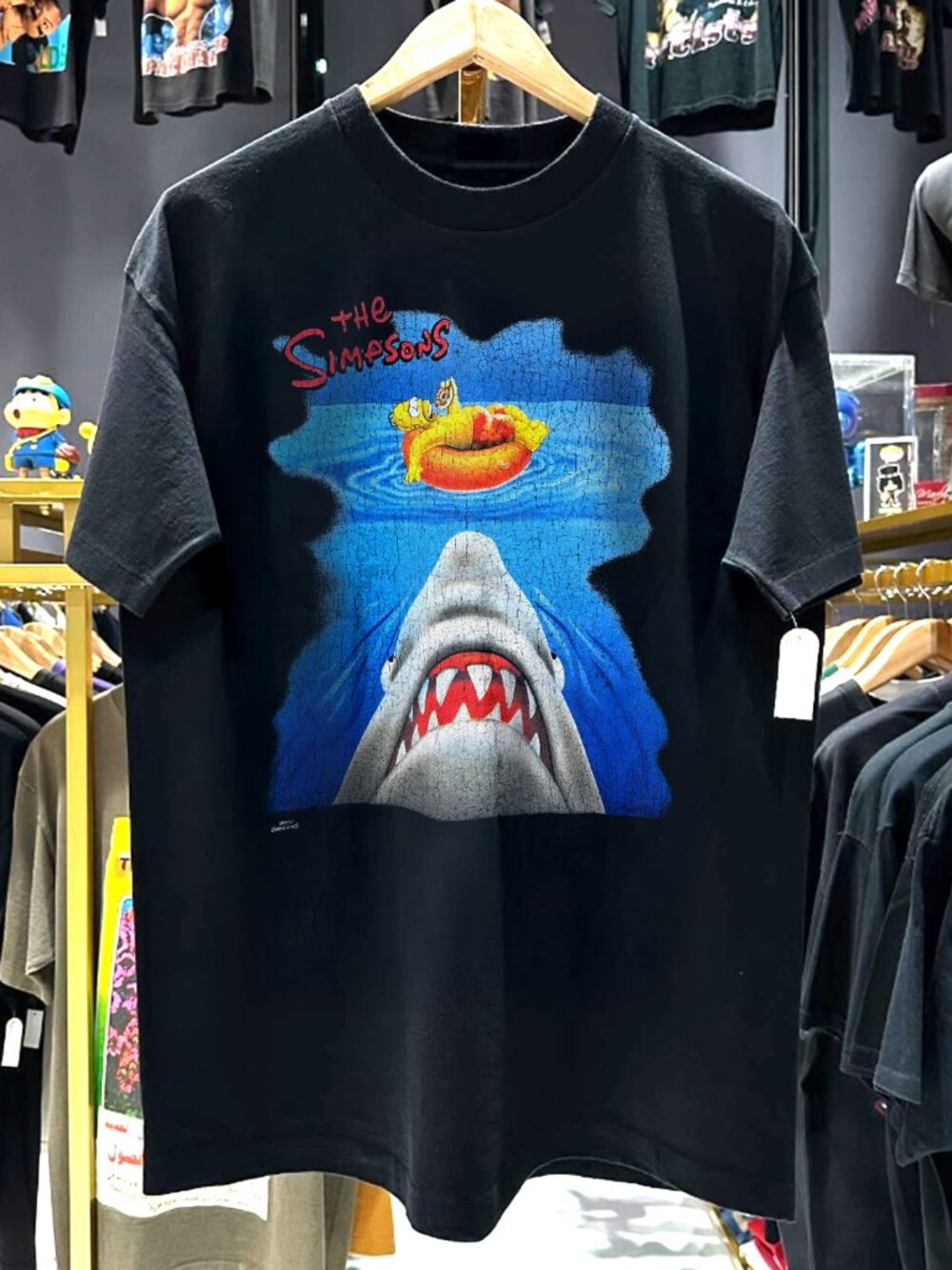 1999 Simpsons Jaws Parody Rare  Black T-Shirt